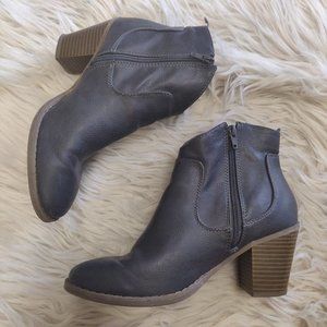 Old Navy Grey Ankle Booties Western Style Faux Leather